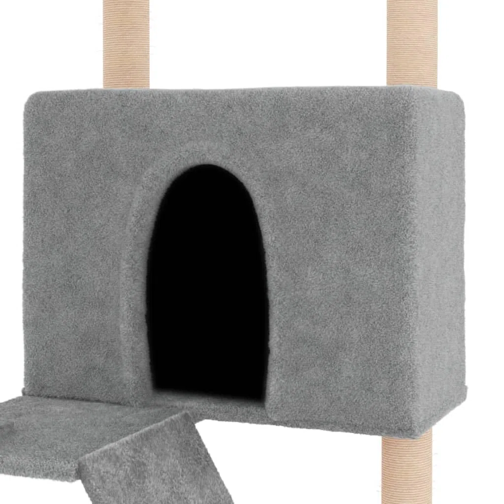 ShGaxin Rascador para Gatos con Postes de sisal Gris Claro 143 cm, Rascador Gato, Arbol Rascador para Gatos, Gatos Accesorios, Torre Gatos, Arranhador para Gatos, Casa para Gatos