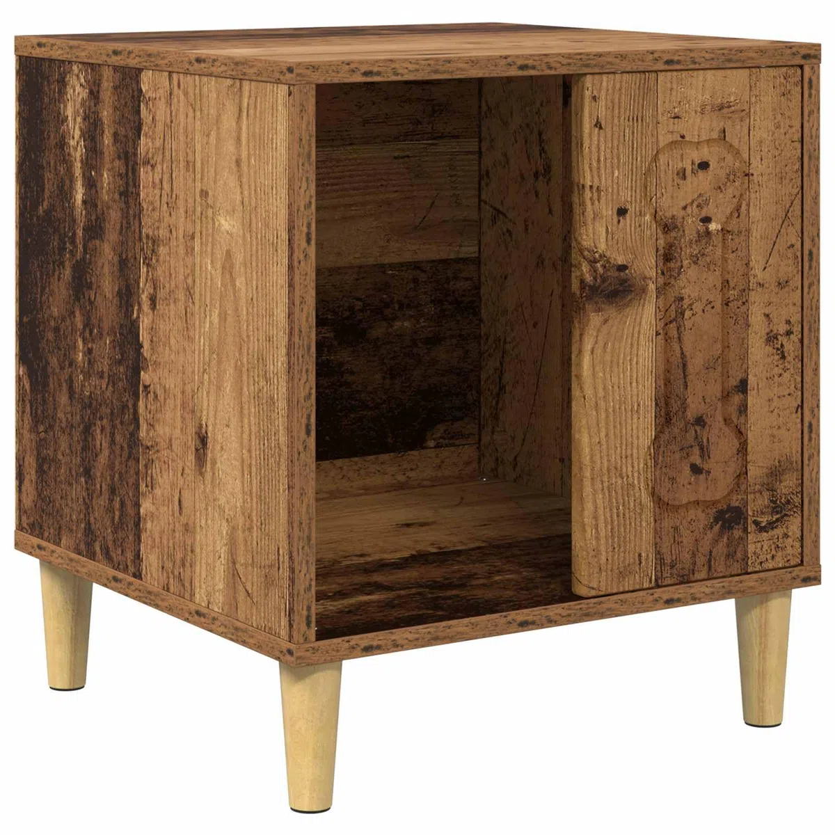 Caseta para perros de madera, 44 x 42 x 49 cm, moderna cueva para perros, para interiores, refugio estable para mascotas, compacta y fácil de limpiar