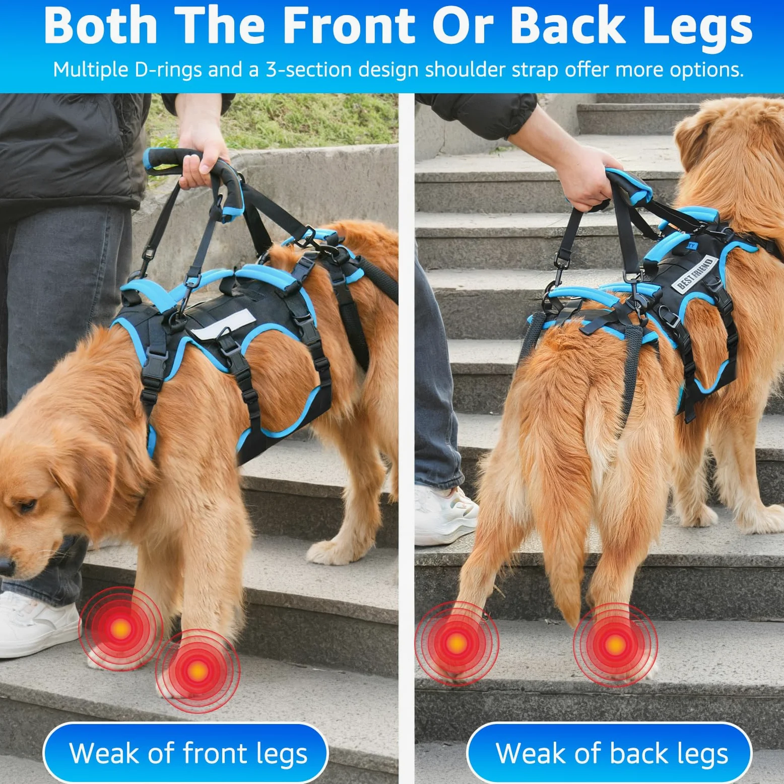 Arnés de Levantamiento para Perros Machos Grandes – Arnés 2 en 1 de Ayuda para Levantar, Apoyo para Las Patas Traseras y Asistencia en Movilidad para Perros Mayores(Negro, Grande)