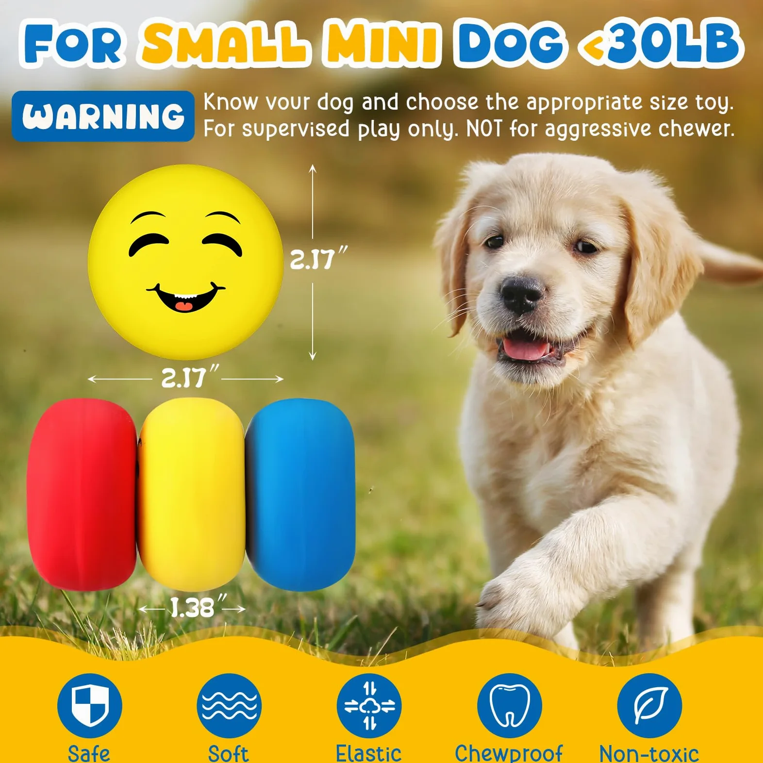 Hungdao 40 piezas de juguetes chirriantes para perros pequeños de goma de látex suaves bolas chirriantes a granel divertido cara chirriante juguetes interactivos para la dentición de cachorros perros