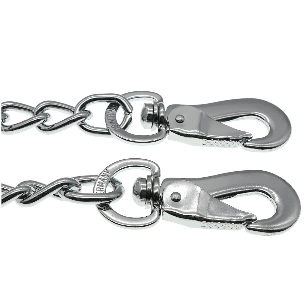 Herm Sprenger Cadena acopladora de dos correas de perro de acero cromado de 4 mm con gancho giratorio para perros medianos y grandes, sin enredos, accesorio de correa doble resistente fabricado en