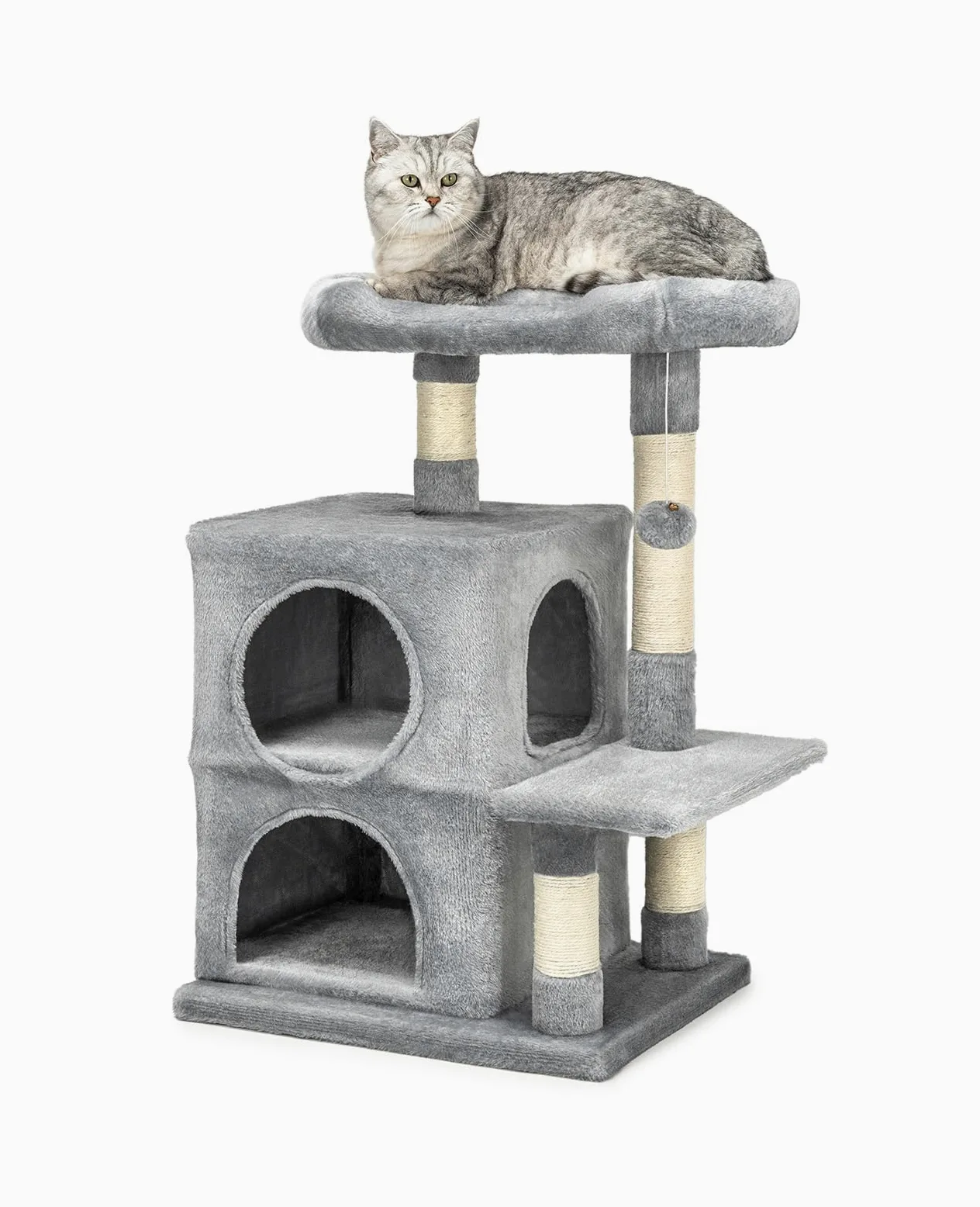 lionto Árbol rascador para Gatos Altura 80 cm, Gris Claro