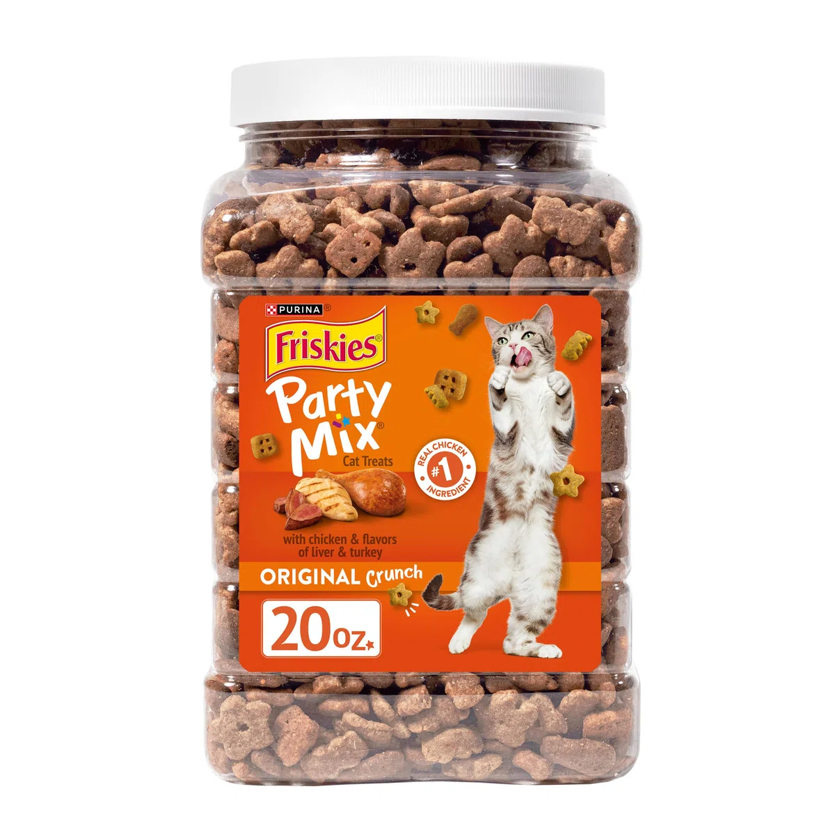 Purina Friskies Party Mix Favorites, Original Crunch Flavor, 20-Ounce Canister, Pack of 1