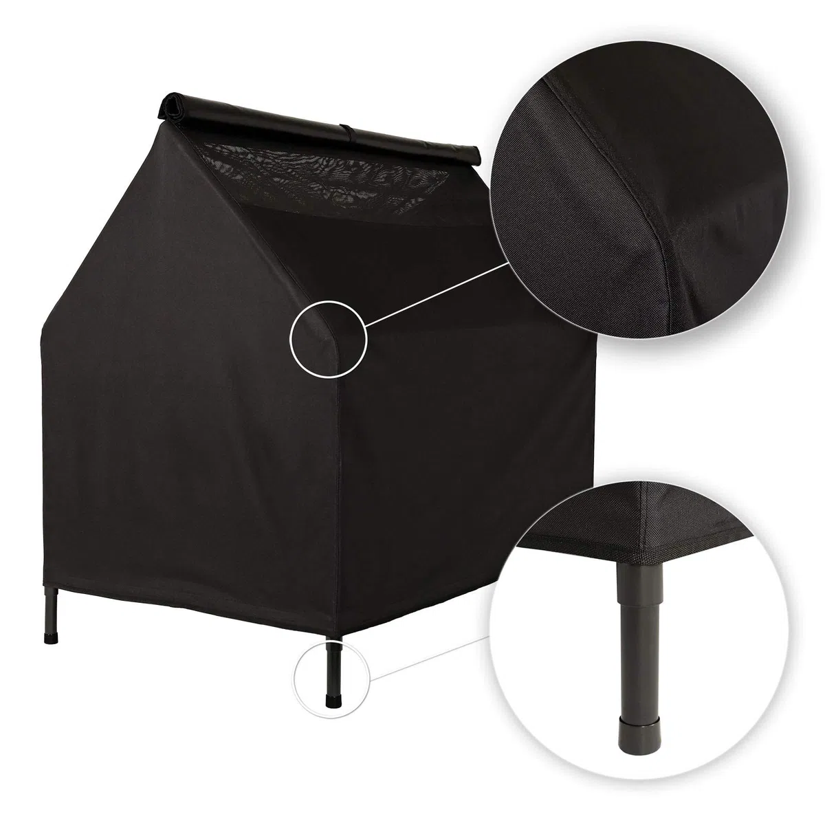 lionto Cama para Perros Cubierta Cama elevada con Techo para Perros, (S) 90x65x85 cm Negro