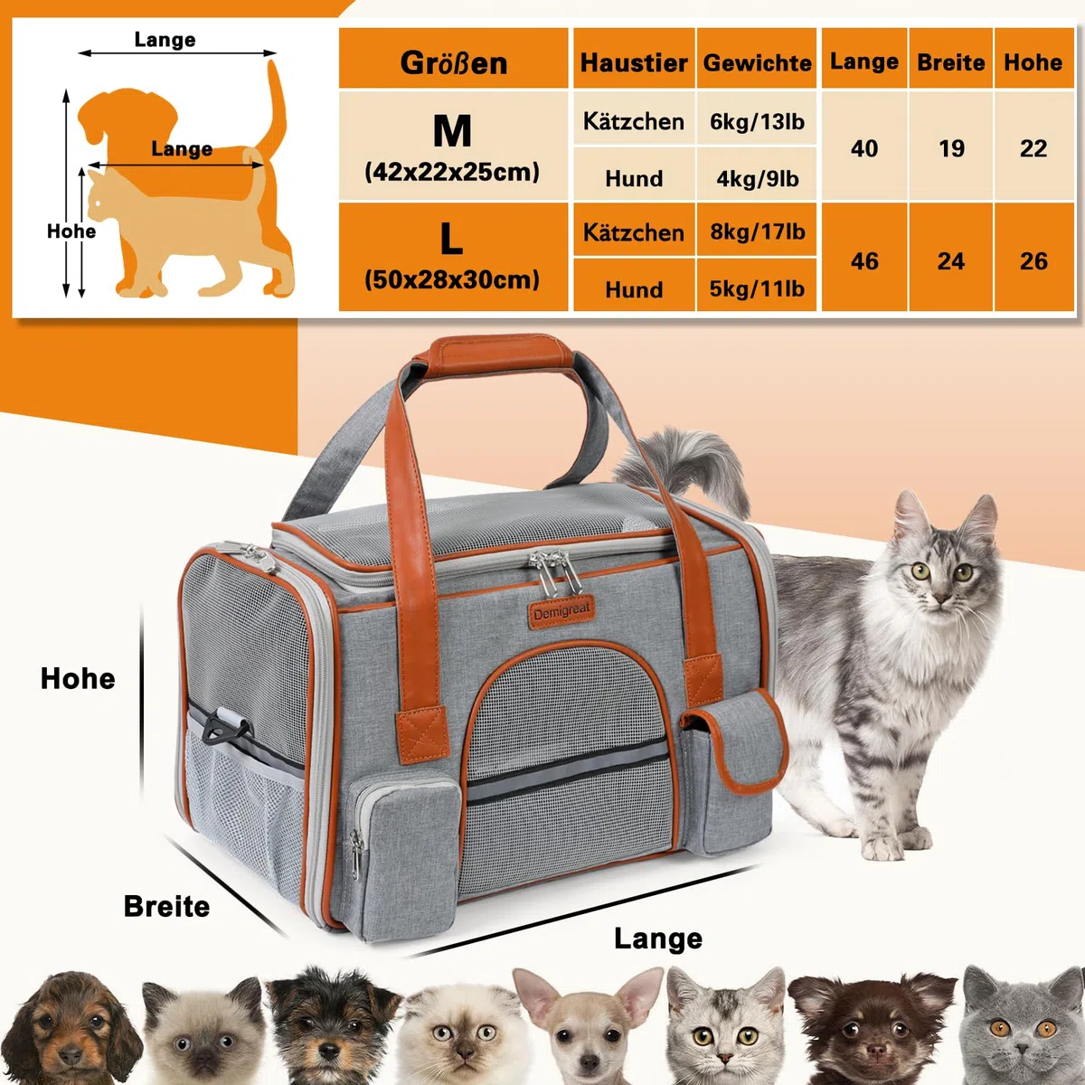 Bolsa de transporte para mascotas para gatos pequeños y perros pequeños, transpirable, bolsa de transporte plegable con correa para el hombro, bolsa de transporte para compañías aéreas