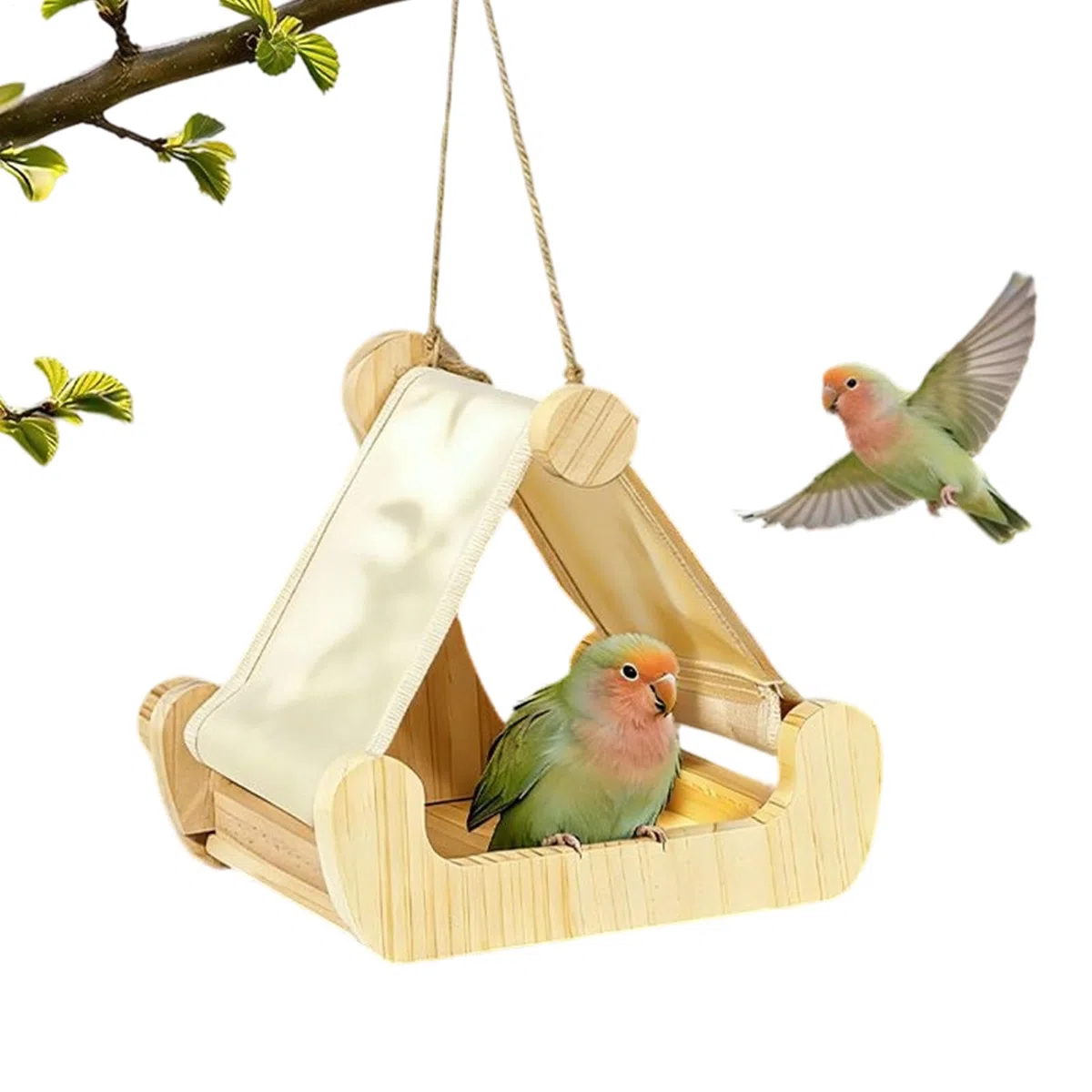 Hamaca para pájaros | Columpio de sueño de madera con bandeja cajón para pájaros | Cama de descanso periquito para calopsitte, Loro, periquito, ondulado, inseparable y guacamayo