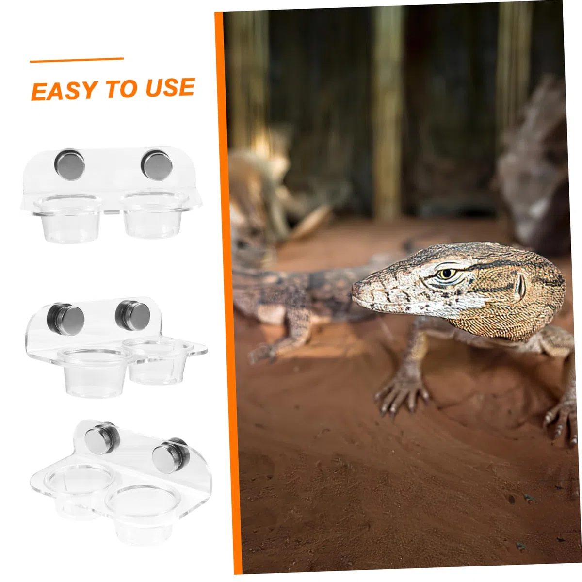 BESPORTBLE 4juegos Tazón Magnético para Reptiles Base Antideslizante Comedero y Bebedero para Lagartos y Tortugas Fácil De Limpiar y Duradero