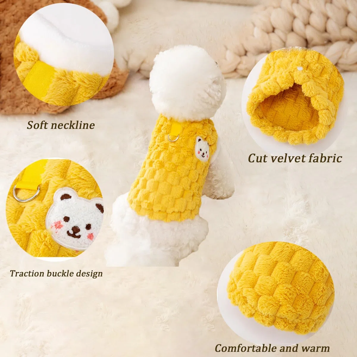 Jersey Perro Suéter de Invierno para Mascotas, Chaleco de algodón cálido y anticaída para Perros pequeños, Nuevo Modelo Universal para Gatos y Perros, otoño e Invierno(Color:1,Size:XXL)