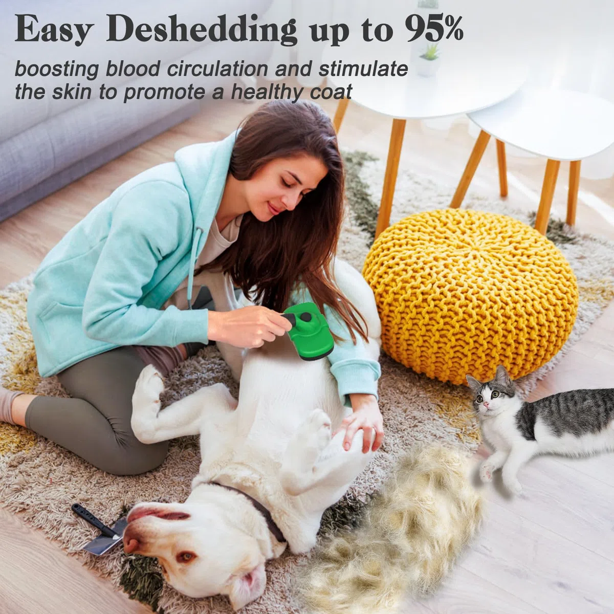 Dipoo Cepillo autolimpiante para perros y gatos, cepillo para gatos que no daña la piel, cepillo de aseo para perros, cepillo para quitar el pelo, cepillo para cachorros para perros peludos, verde