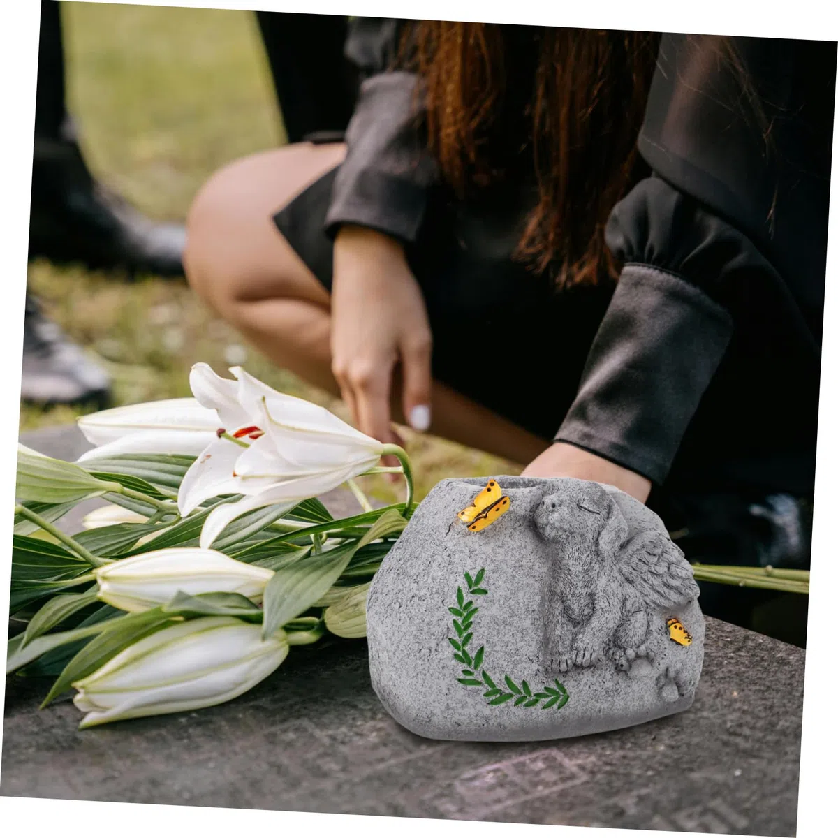 Lápida Conmemorativa para Perros de Resina, Maceta Exterior
