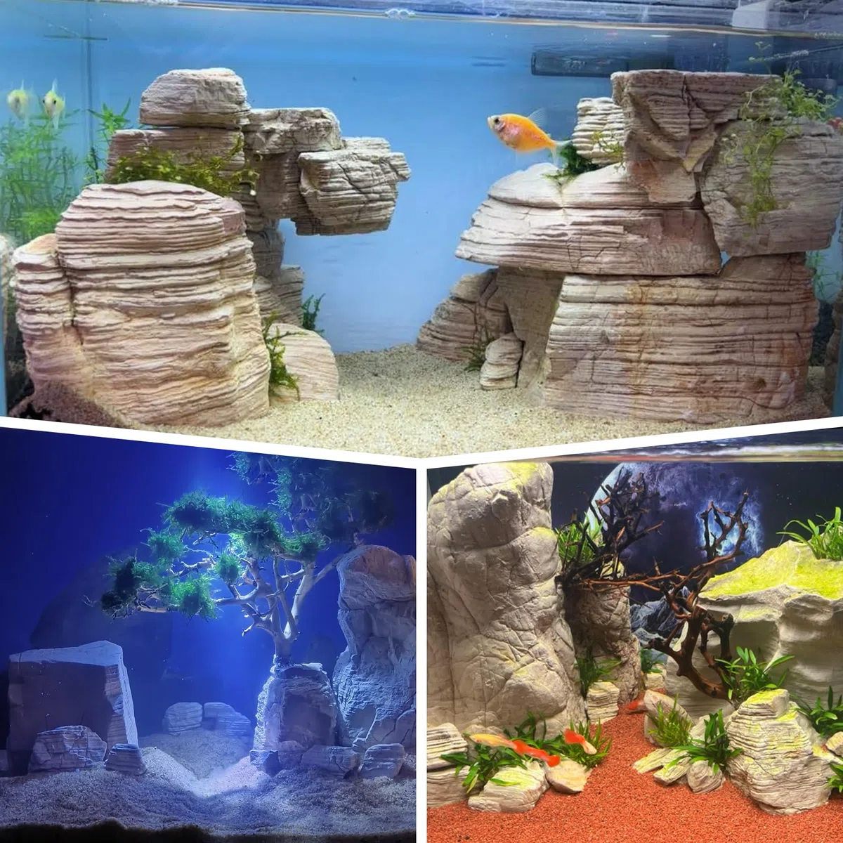 Piedra de acuario de 20 libras, piedra para acuario, paisajismo, terrarios, recintos de vivero, jardines en miniatura y de hadas, 7-8 piezas de 2 a 8 pulgadas