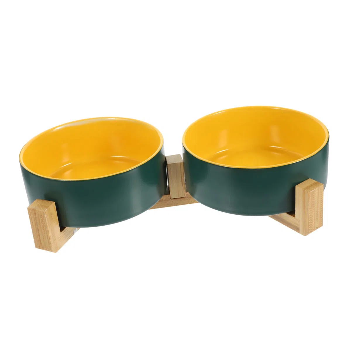 SUPVOX Cuenco Cerámico Fácil De Lavar Plato De Cerámica con Soporte De Madera Accesorio De Alimentación para Mascotas