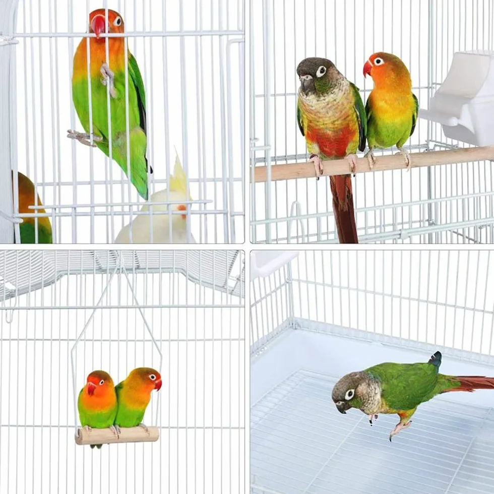 Jaula para Pájaros Jaula Metálica para Mascota Aves Loros Canarios con Teche Abierto Jaula Aves Metal (46 * 36 * 92 cm (Blanco))