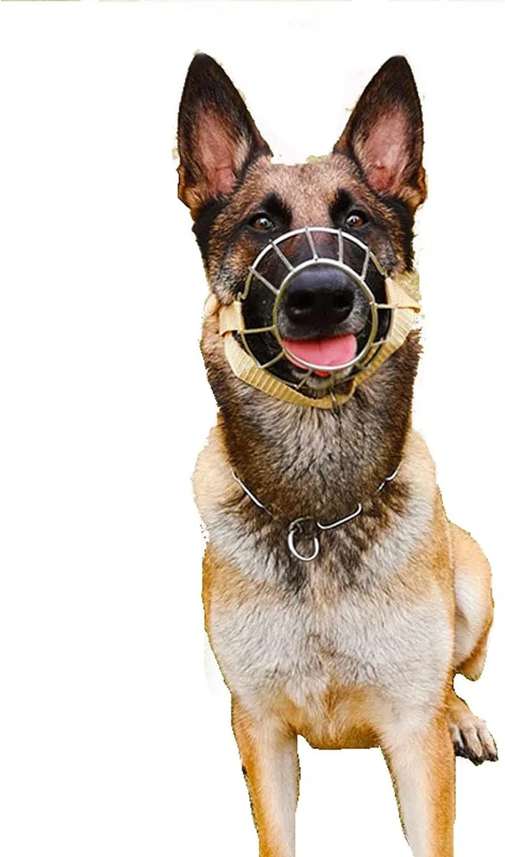 Bozal para Perros, Bozal for Perro, máscara de Metal, antiladridos, antimordeduras, Transpirable, Correas Ajustables, Cesta, Seguro y cómodo(B,L/25 40kg)