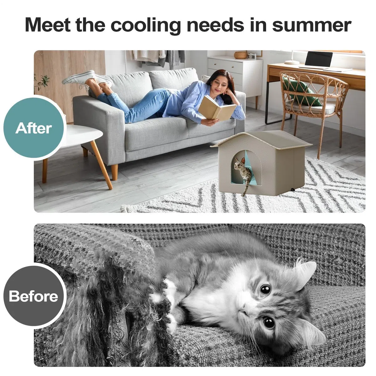 Caseta Aislada para Gatos Suministros Mascotas Camas Perros Muebles