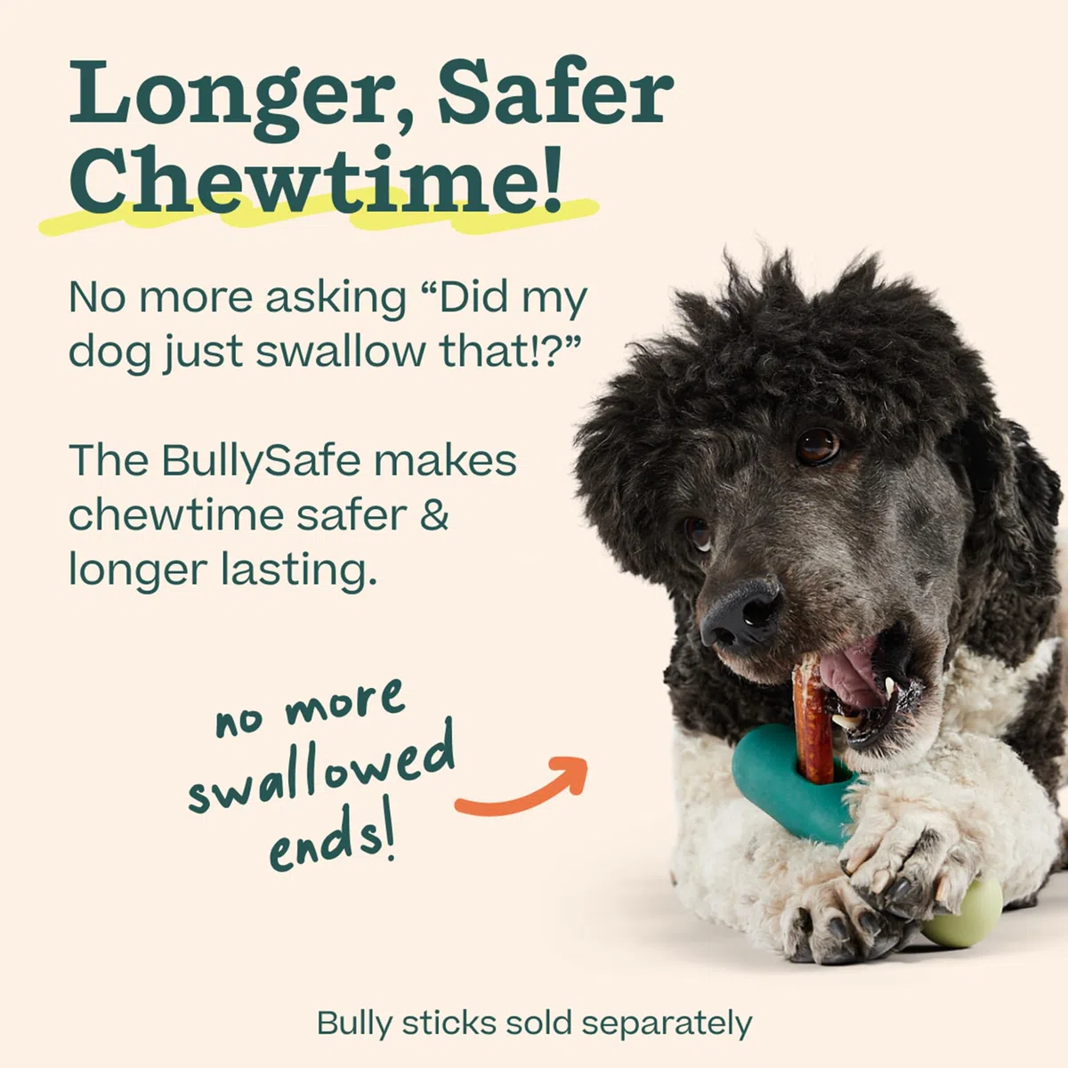 WOOF BullySafe - Soporte para Palos de Toro, Soporte Duradero para Masticar para Perros para un Juego Seguro y Duradero, fácil de Limpiar, no más Extremos tragados