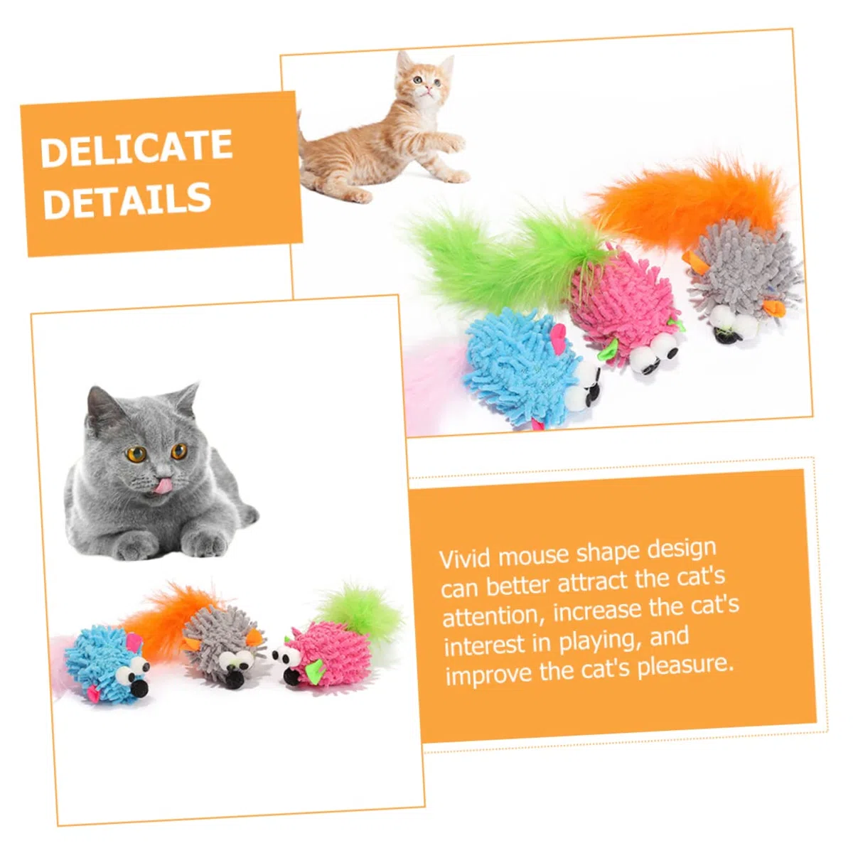 Happyyami 15piezas Juguetes para Gatos Ratones De Peluche Interactivos Juguetes para Masticar Kittens Accesorios Divertidos para Aliviar El Aburrimiento De Mascotas