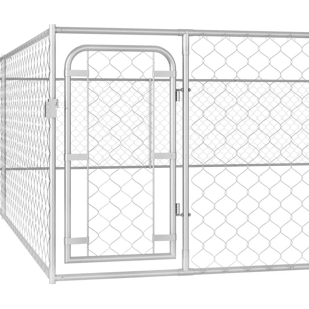 Perrera para perros de acero galvanizado de 6 x 6 x 1 m con malla de alambre, puerta batiente, resistente a la intemperie y segura para cachorros, perros, jardín, patio, camping e interior