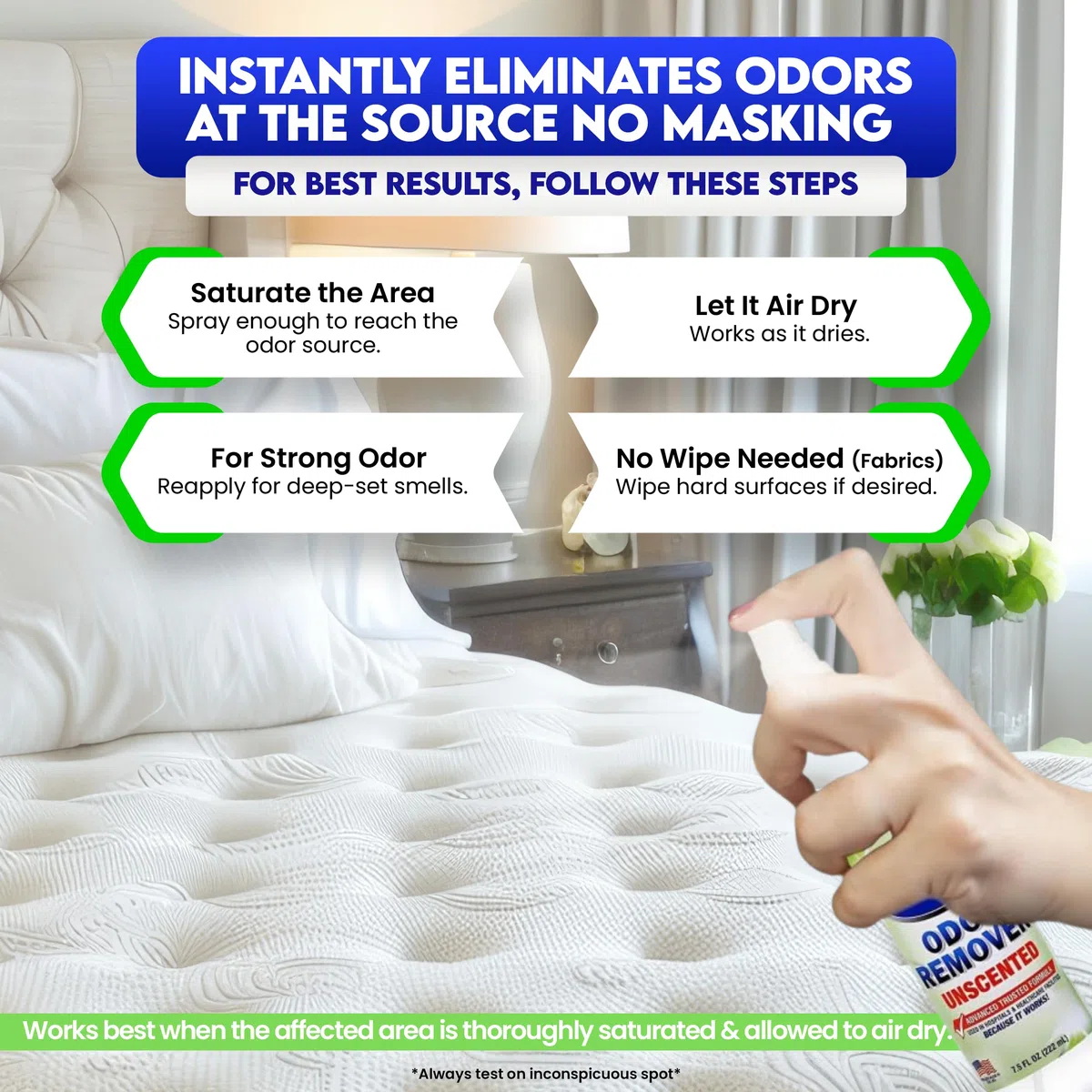 ZORBX Eliminador de olores sin perfume para olores fuertes, utilizado en hospitales e instalaciones sanitarias, fórmula avanzada, spray removedor de olores de acción rápida para perros, gatos, casa y