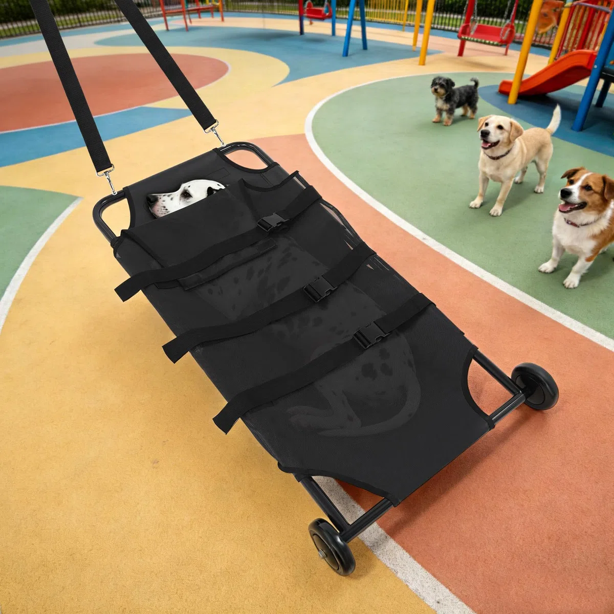 Transportín plegable para perros de hasta 120 kg, 115 x 56 x 13 cm, con ruedas silenciosas, arnés de emergencia plegable para emergencias, viajes, perros grandes