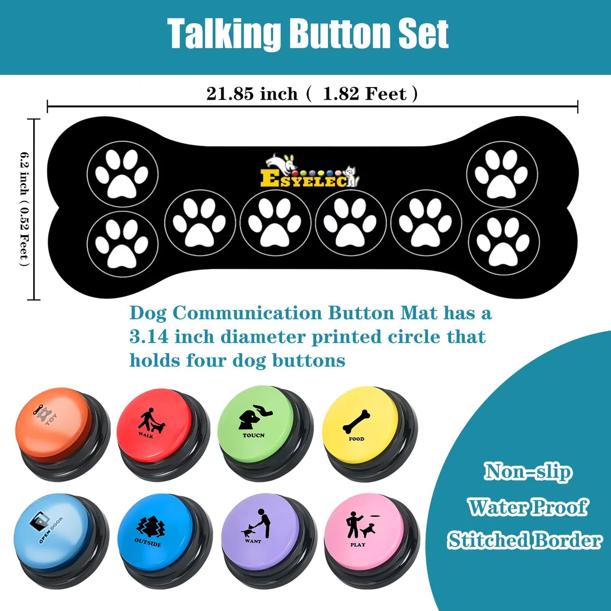 Botones Para Perros Comunicación, Paquete De 8 Hablar Perros, Botón Grabación Voz 30 Segundos, Zumbadores Entrenamiento Mascotas Con Calcomanías