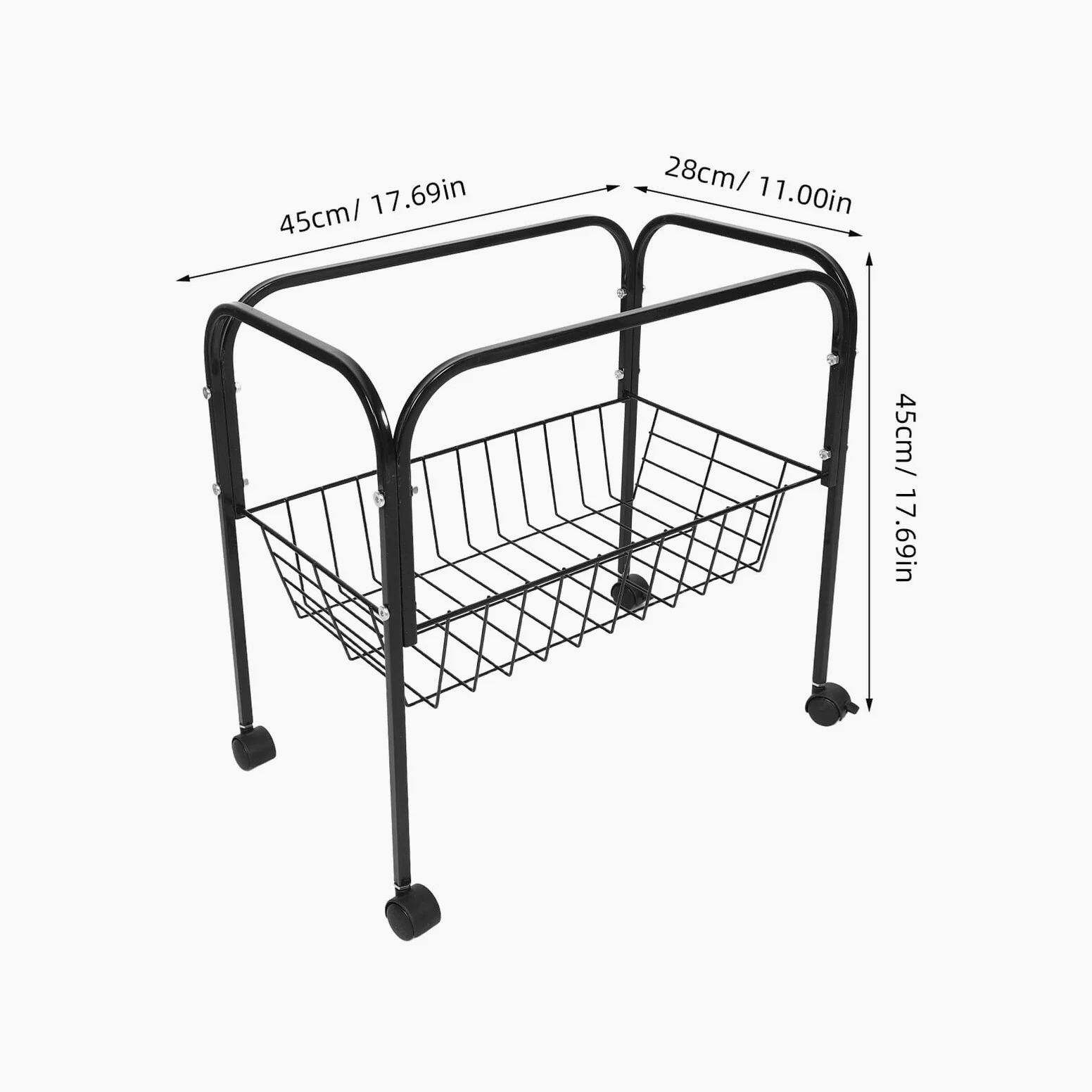 Hohopeti Soporte para Jaula de Pájaros Negro con Ruedas, Base Metálica de 45x45 Cm, Estante de Almacenamiento Integrado, Soporte para Jaulas Pequeñas de Pájaros y Hámster, Adecuado