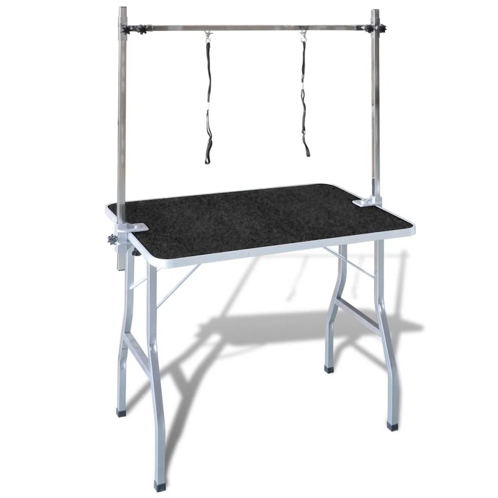 Mesa Perro Peluqueria Mesa Plegable de Aseo Canina, Mesa para Perros Mascota de Altura Regulable, Ideal Mesa de Mascotas, Gatos y Mascotas Ajustable 2 Lazos