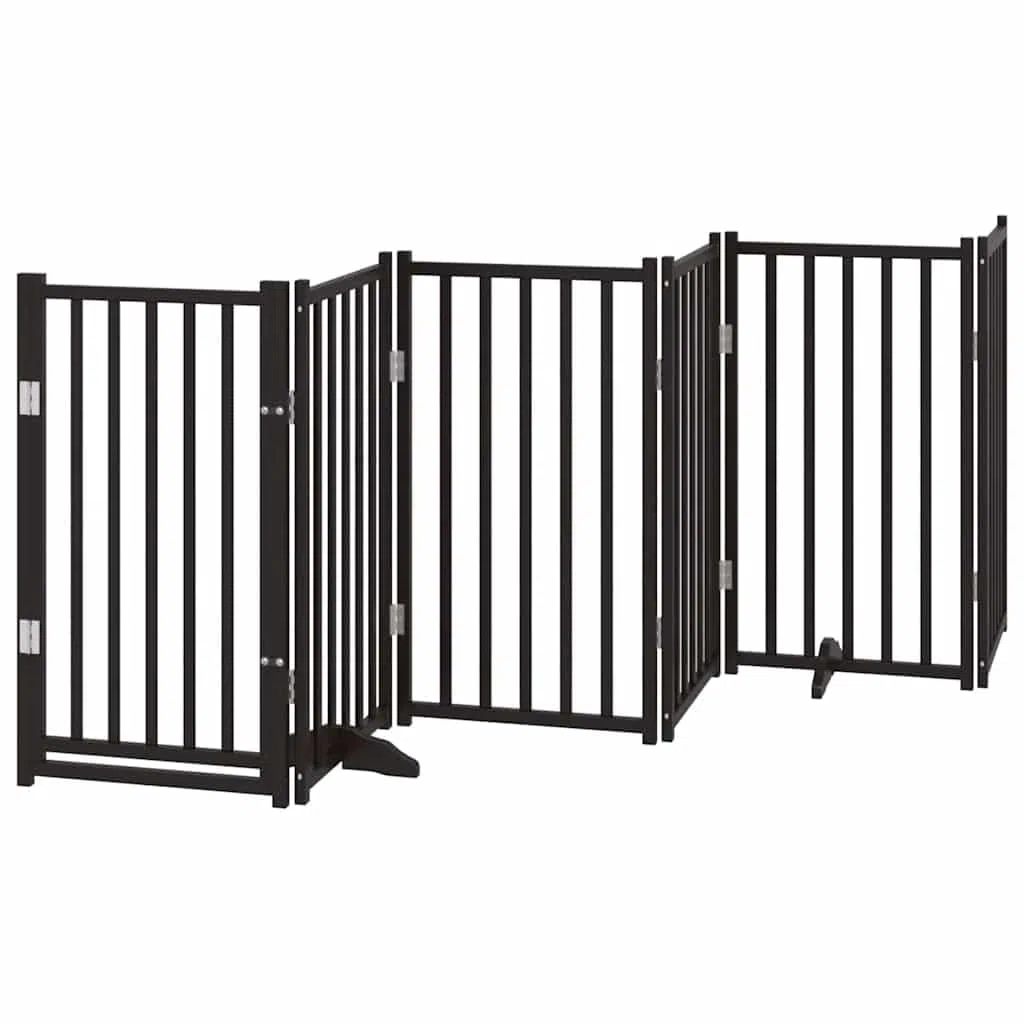 15-TLG. Puerta plegable para perros de madera de álamo negro, 750 cm, con puerta, independiente y a prueba de fugas, para cachorros, perros, jardín, terraza, patio, protección y seguridad en