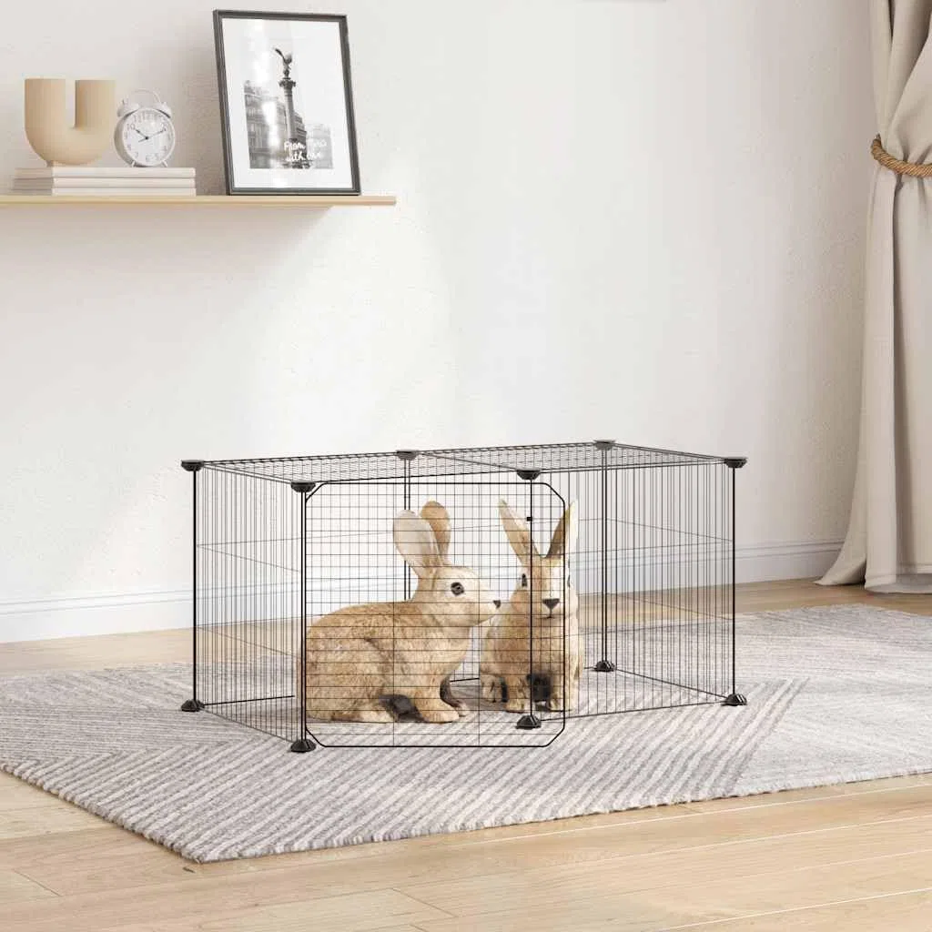Jaula para mascotas de acero con recubrimiento en polvo, 35 x 35 cm, con puerta, recinto para animales pequeños para conejos, cobayas, hámster, conejo, roedores, uso interior y exterior