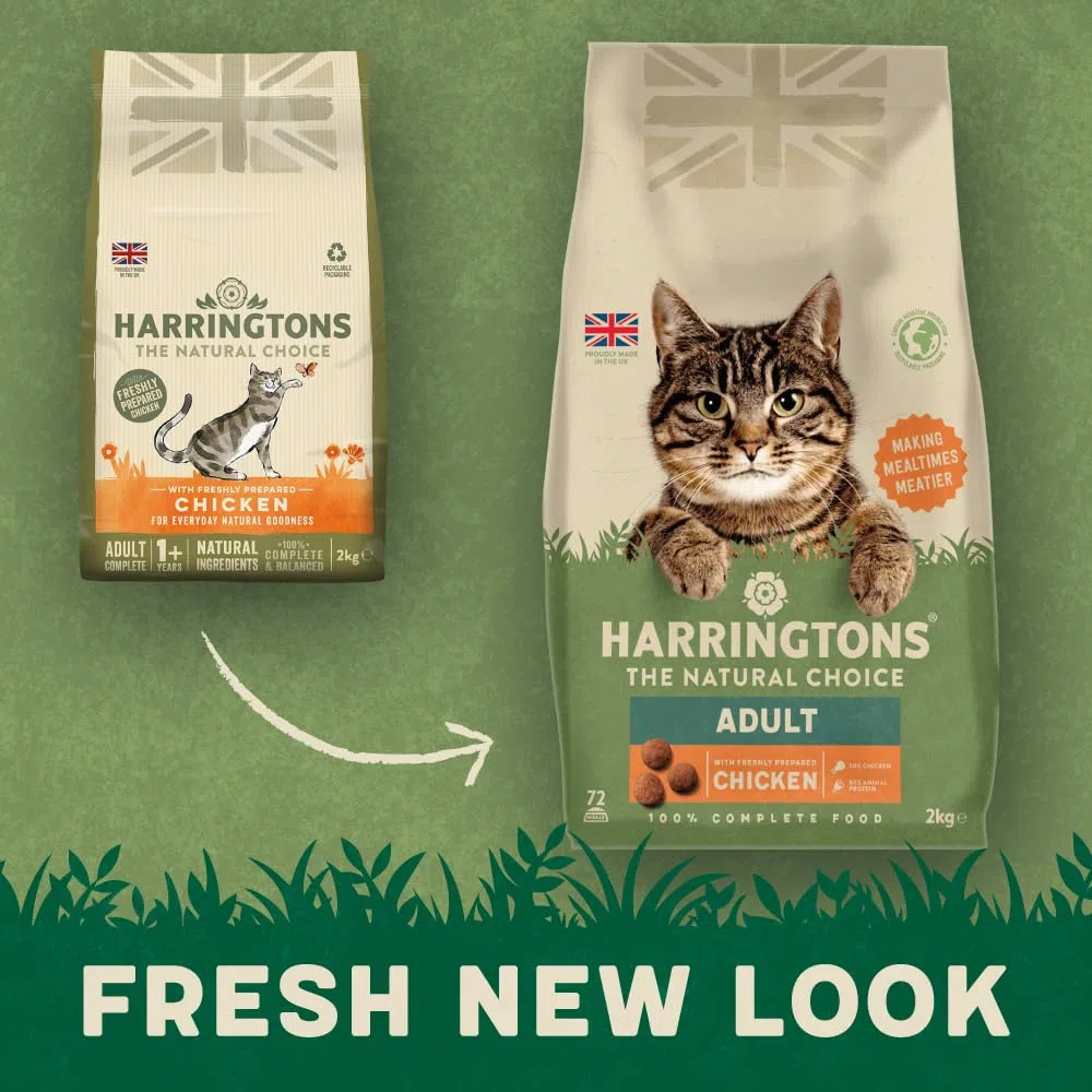 Harrington's Complete Comida Seca para Gatos Adultos, Pollo, 2 kg, Paquete de 4, Tasty Natural Goodness