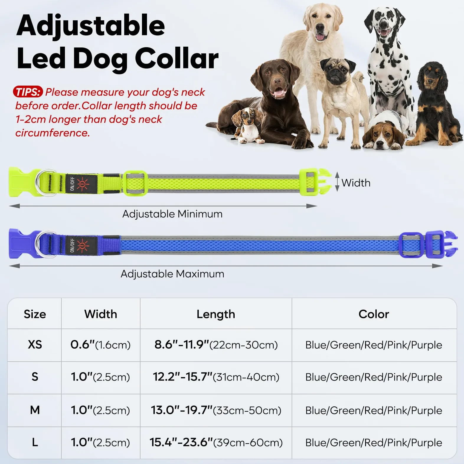 SNUNGPHIR Collar para Perro con Hebilla, Collares Ajustables para Cachorros, para Perros pequeños, medianos, Grandes, ESXQ-JS-1029-165