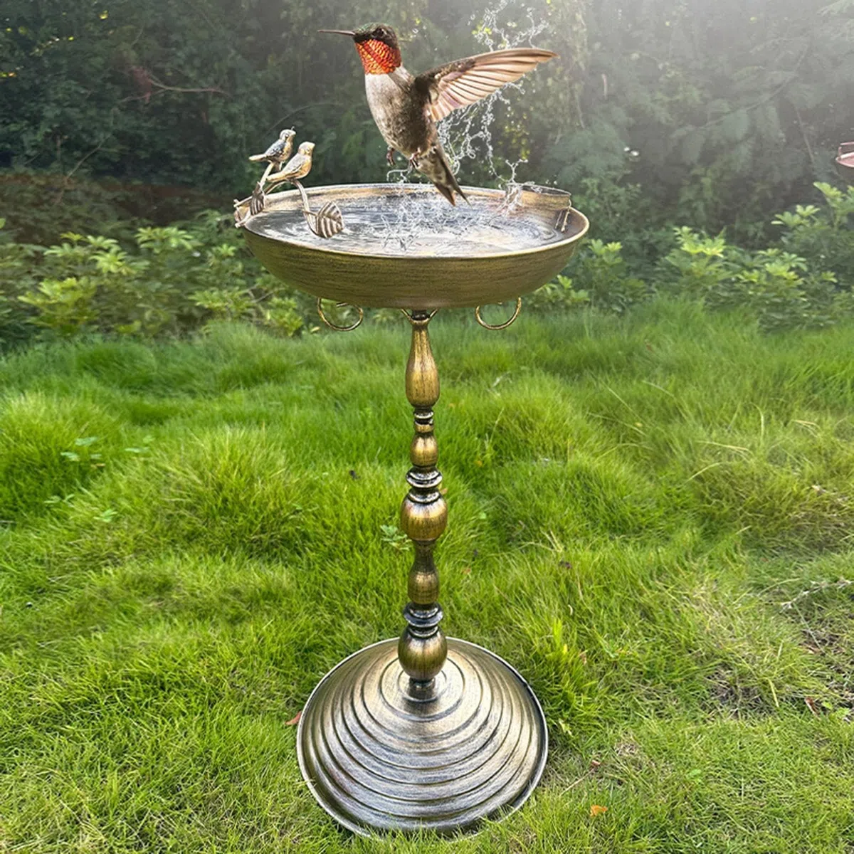 Genérico Fabricador de pájaros al aire libre - Baño de pájaros para jardín | Cuenco de Agua de Baño de Aves | Cuenco de Agua con Bandeja de Alimentación de Bandeja a la Estación de Consumo de Aves