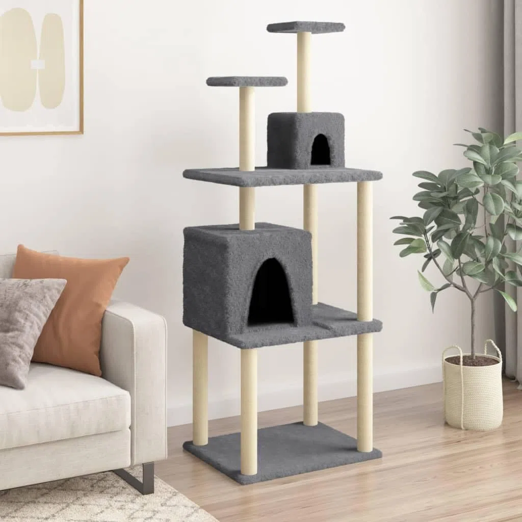 Árbol rascador de 167 cm de alto con sisal y 2 cuevas