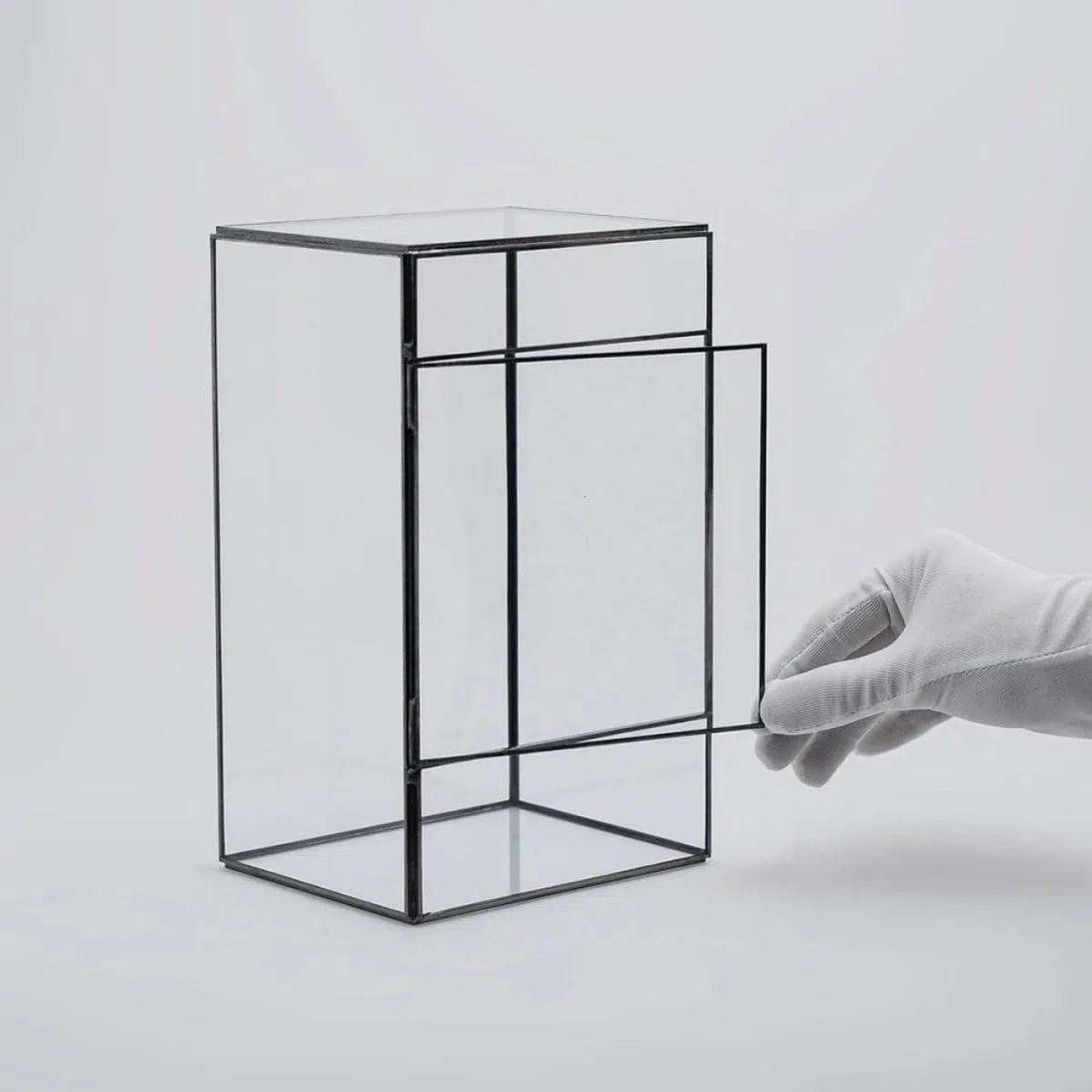 Terrario de Vidrio Geométrico Negro para Plantas, Mesa Decorativa | Caja Vacía para Paisaje Diy, Estructura de Vidrio y Estaño, Estilo Simple y Artístico