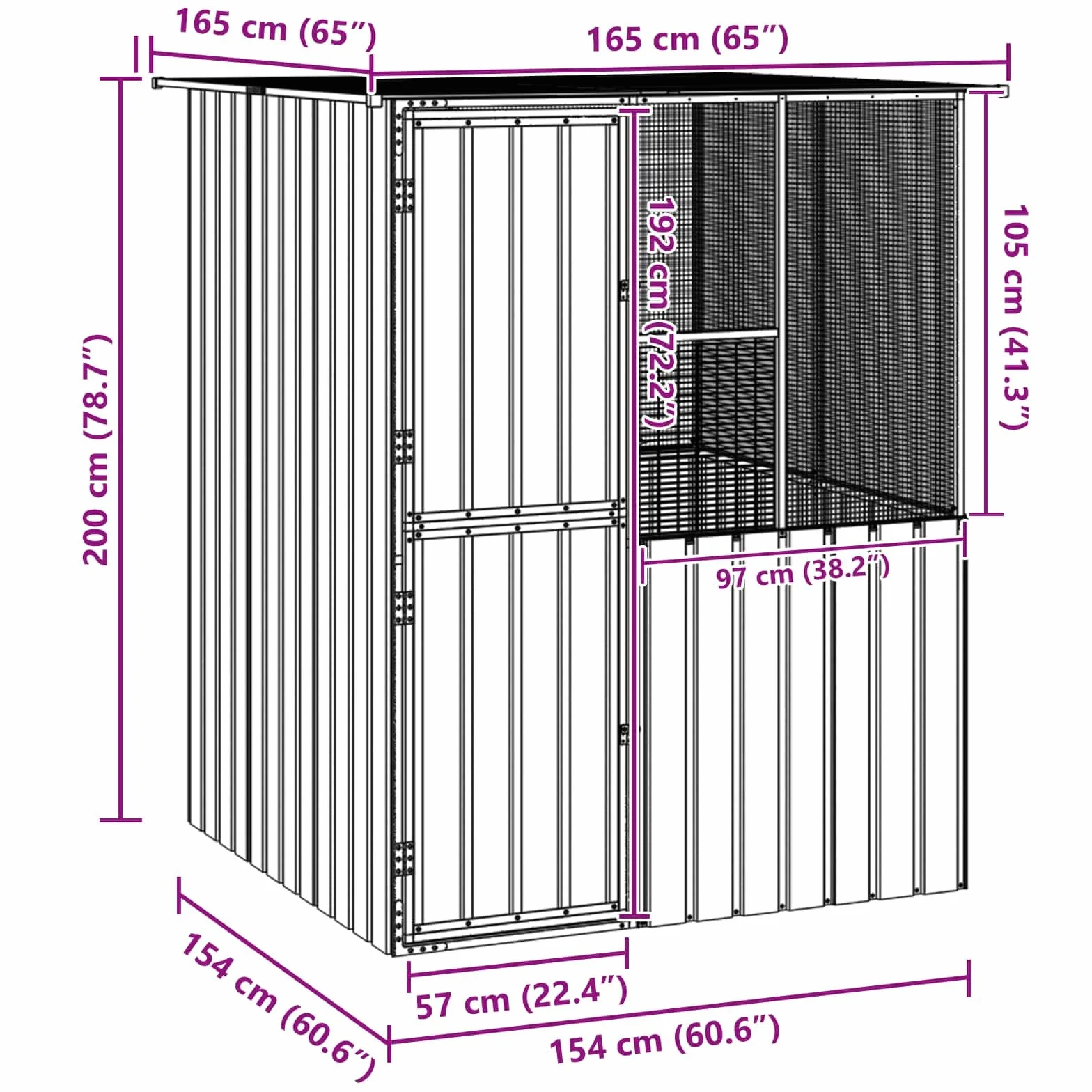 vidaXL Jaula para Aves Antracita 165 x 165 x 200 cm Acero Galvanizado, Jaula Rectangular para pájaros, Elegante, Segura y Amplia, Ideal para tu jardín y terraza, Aves