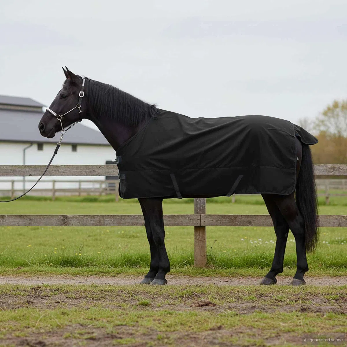 Manta para caballo, 95 cm, color verde oscuro, negro, impermeable para caballos, de poliéster resistente, con cierres ajustables