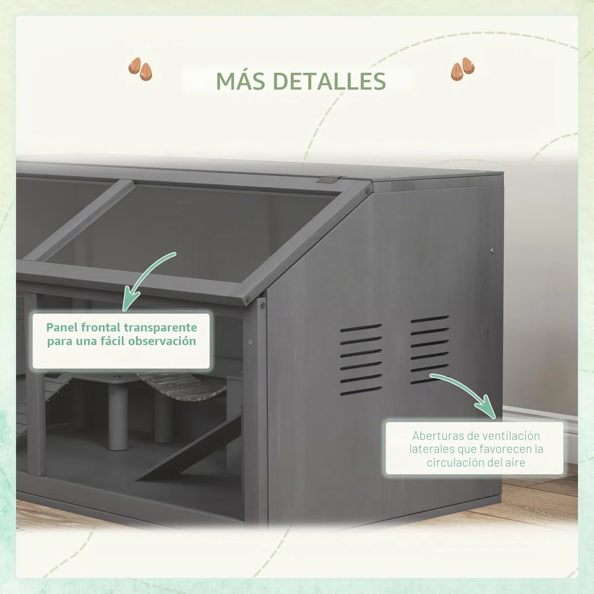 Jaula de Madera para hámster PawHut, caseta para roedores de 100 cm, casita para Animales pequeños, casita de Juegos con Puente Colgante, escaleras, Techo practicable, caseta, Gris Oscuro