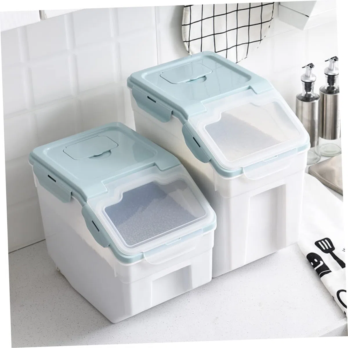 Contenedor de Comida para Mascotas Hermético, Resistente Plástico Pp, Tamaño Pequeño Azul Nórdico, Almacenamiento Seco Antimoho para Pienso y Alimentos Secos, Adecuado para Perros