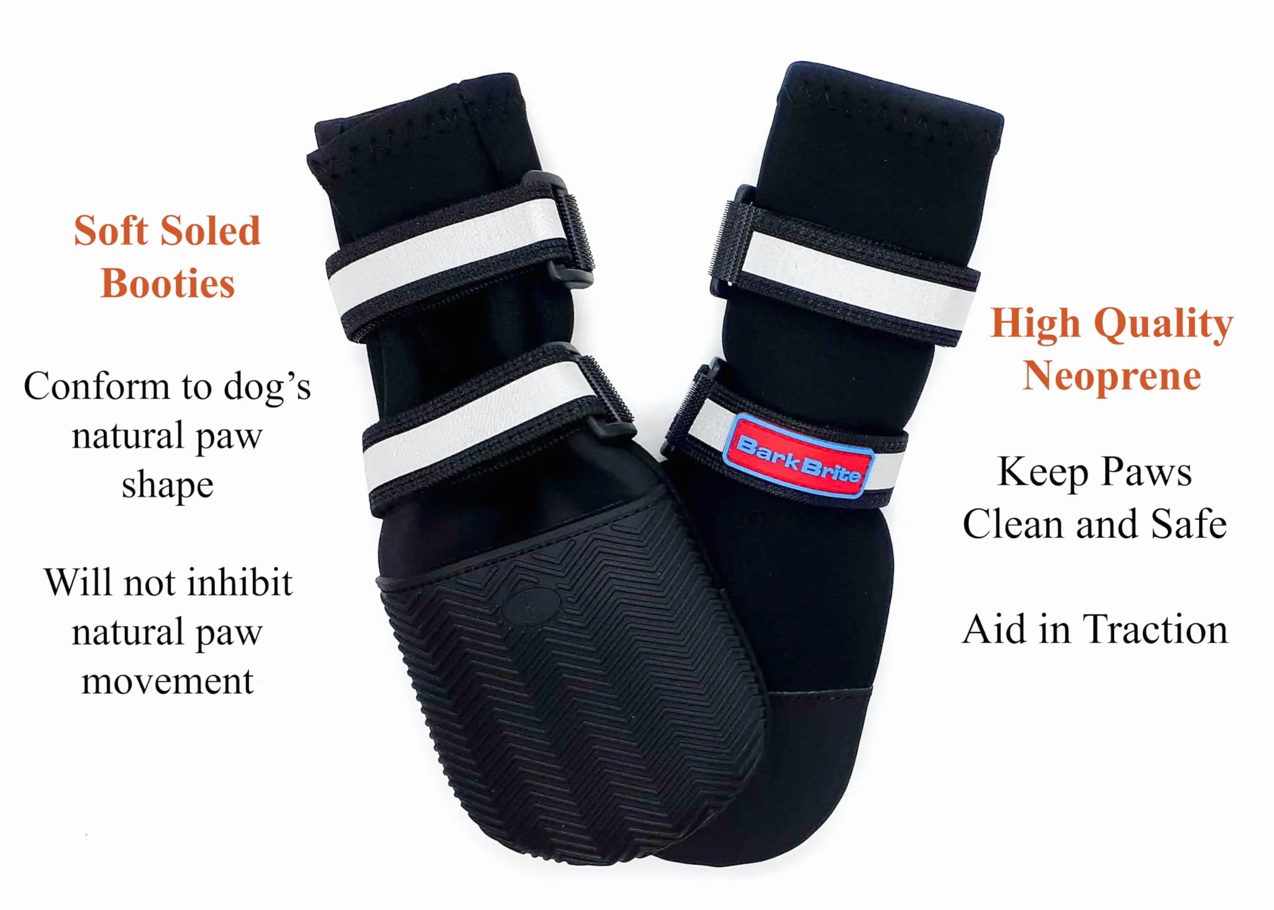Bark Brite Todas Las Botas De Perro Protector De Neopreno Resistente A La Pata con Straps- Reflectante (XXL (4,5X4,5 In.))