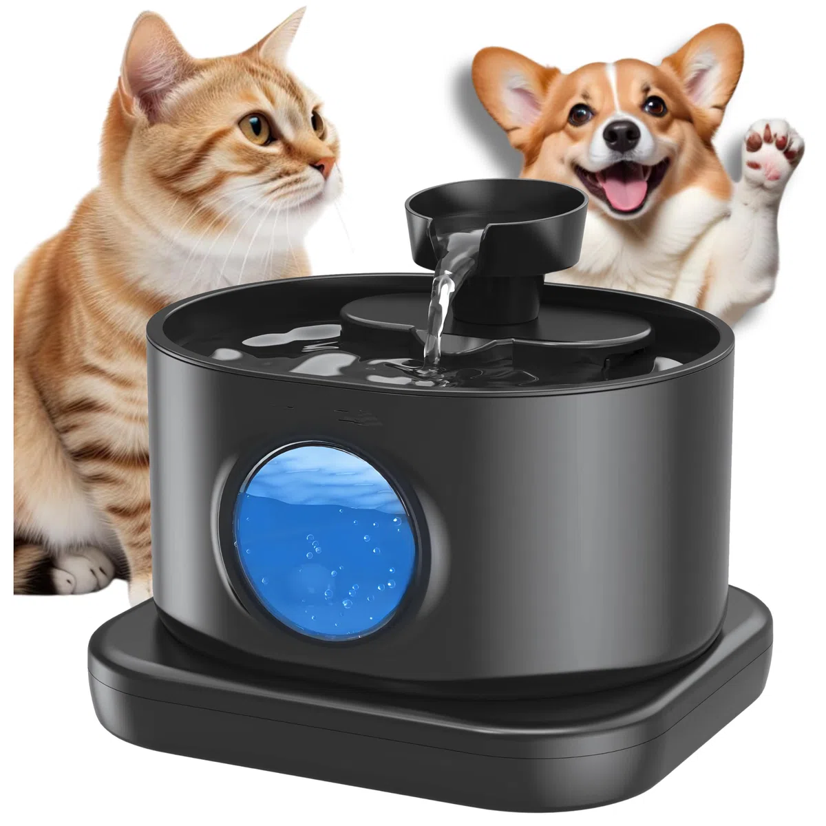 SAVE Fuente de agua automática para gatos y perros con capacidad de 2,8 l y sensor de movimiento, batería de 5200 mAh, filtro de carbón activo, fuente silenciosa para mascotas, USB-Tr