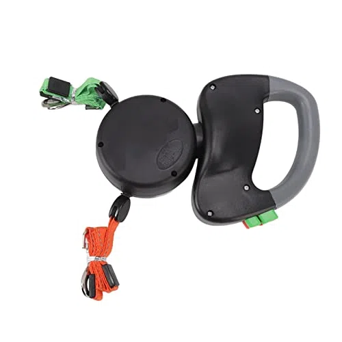 lyrlody Correa Retráctil para Perros, 3 Metros, Doble Correa para 2 Perros, Cuerda Reflectante, Negro