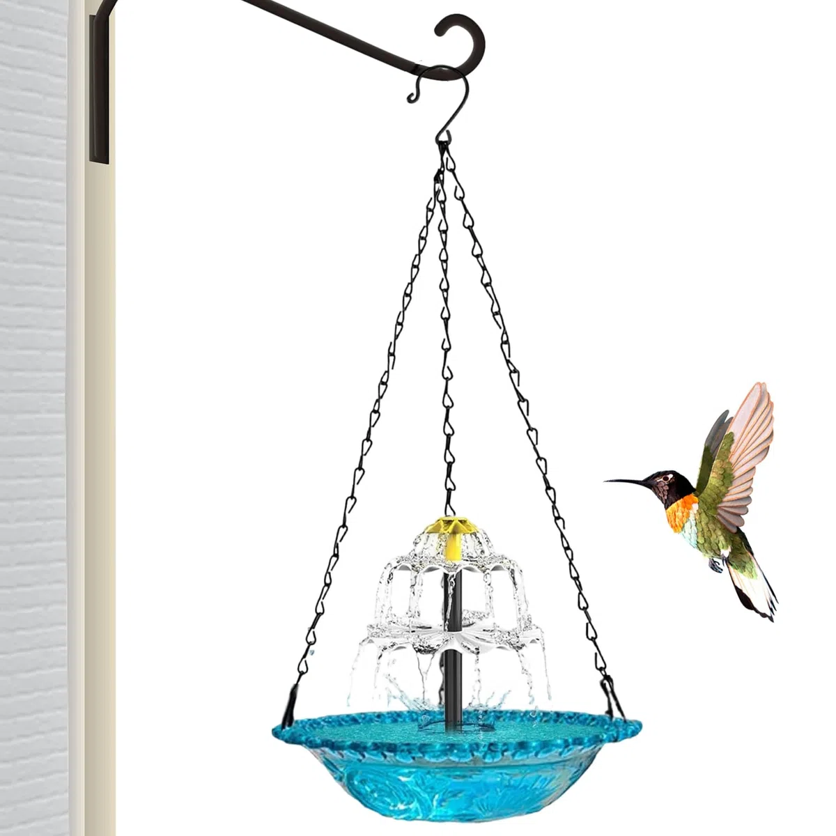 Baño para Pájaros con Energía Solar Bebedero Exterior de Pájaros con Fuente
