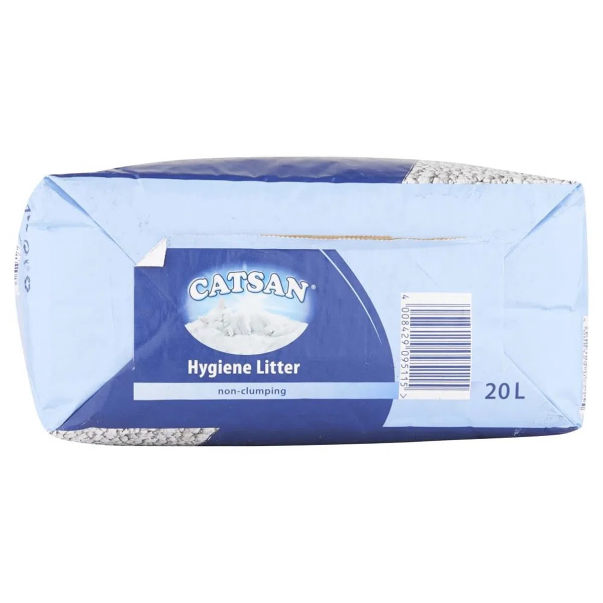 Catsan Hygiene - Arena para gatos no aglomerante, 20 L (paquete de 4), gránulos blancos de bajo polvo con protección contra olores, arena absorbente para gatos de interior, frescura e higiene de larga