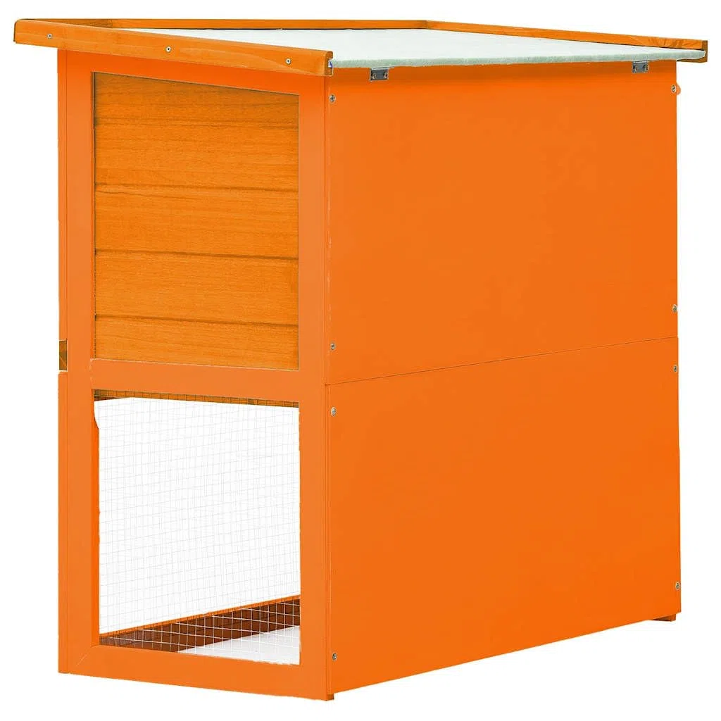 Conejera de madera de pino, caseta para animales pequeños con rejilla de alambre, rampa y cajón, 90 x 45 x 80 cm, casa para roedores para animales pequeños