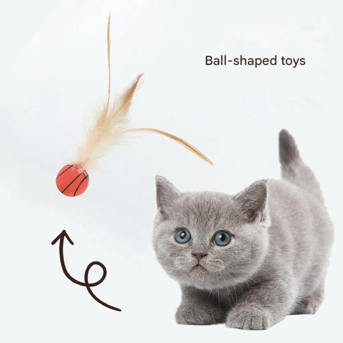 Juego de juguetes interactivos de bolas de plumas para gatos, juguetes elásticos para gatos con cola de plumas, bolas rodantes de silicona para gatos de interior y ejercicio de gatitos, juego