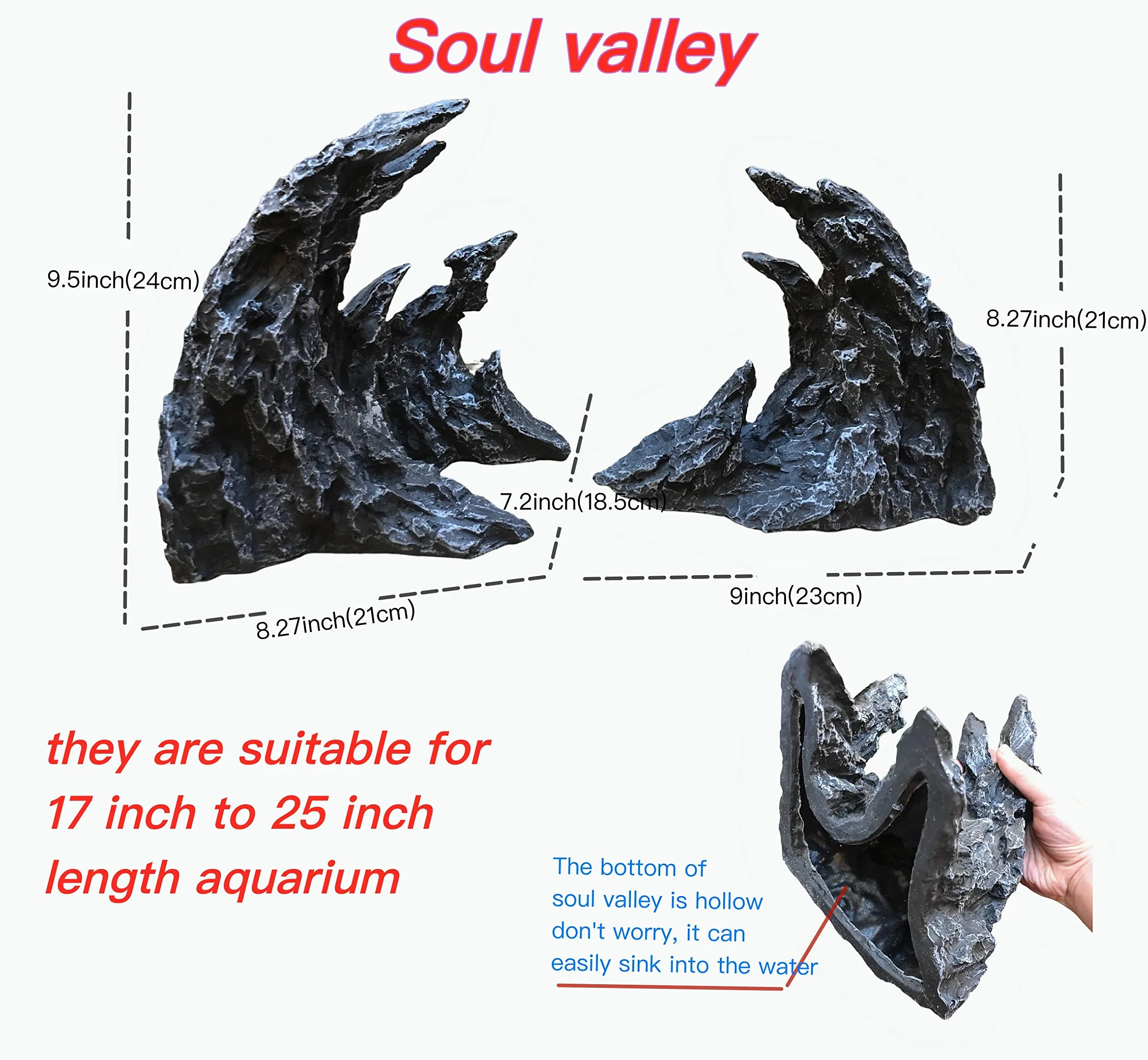 AWXZOM Soul Valley - Adornos Grandes de Acuario, decoración de Acuario Extragrande, paisajismo Superior (Soul Valley, 45,7 cm)