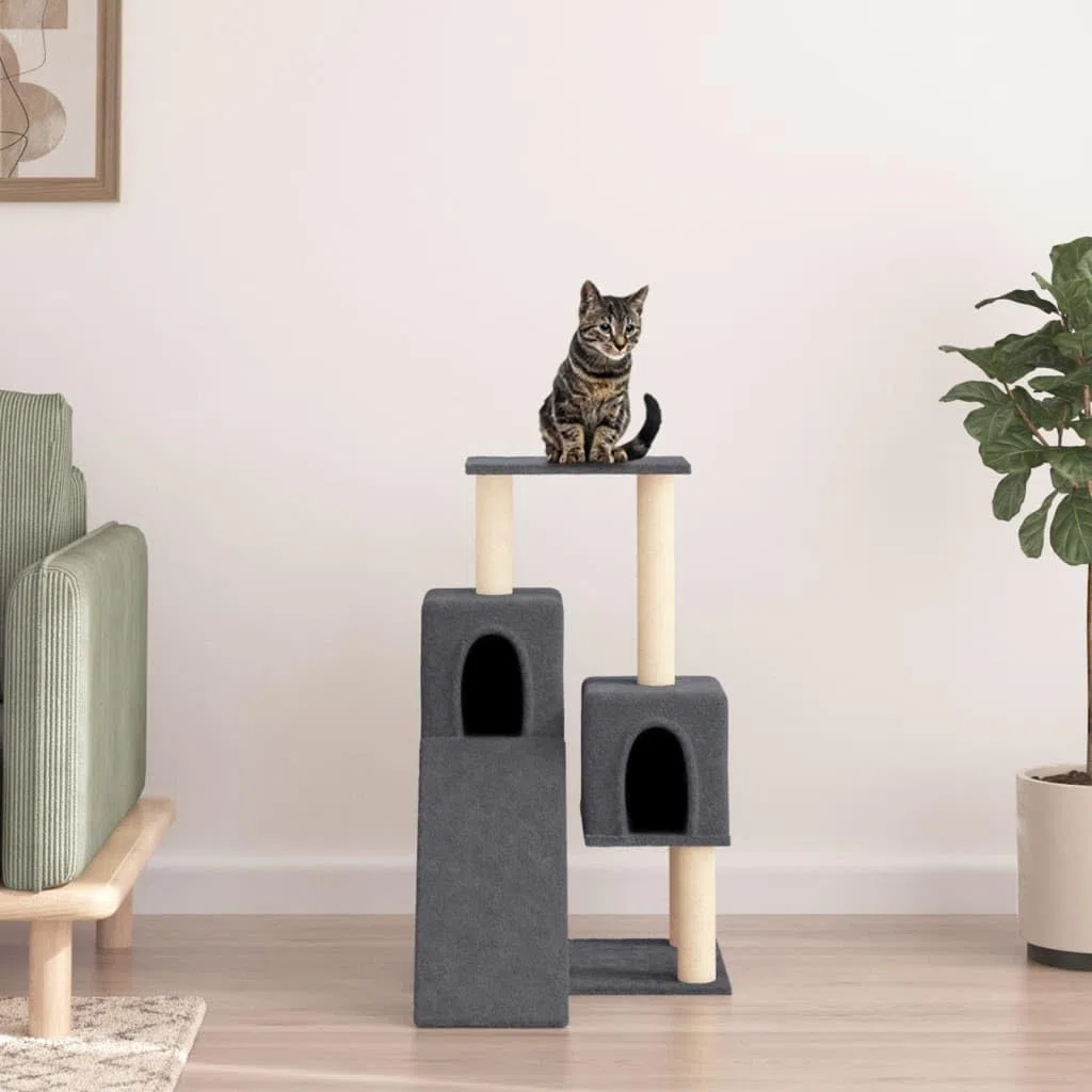 ShGaxin Rascador para Gatos con Postes de sisal Gris Oscuro 82 cm, Rascador Gato, Arbol Rascador para Gatos, Gatos Accesorios, Torre Gatos, Arranhador para Gatos, Casa para Gatos