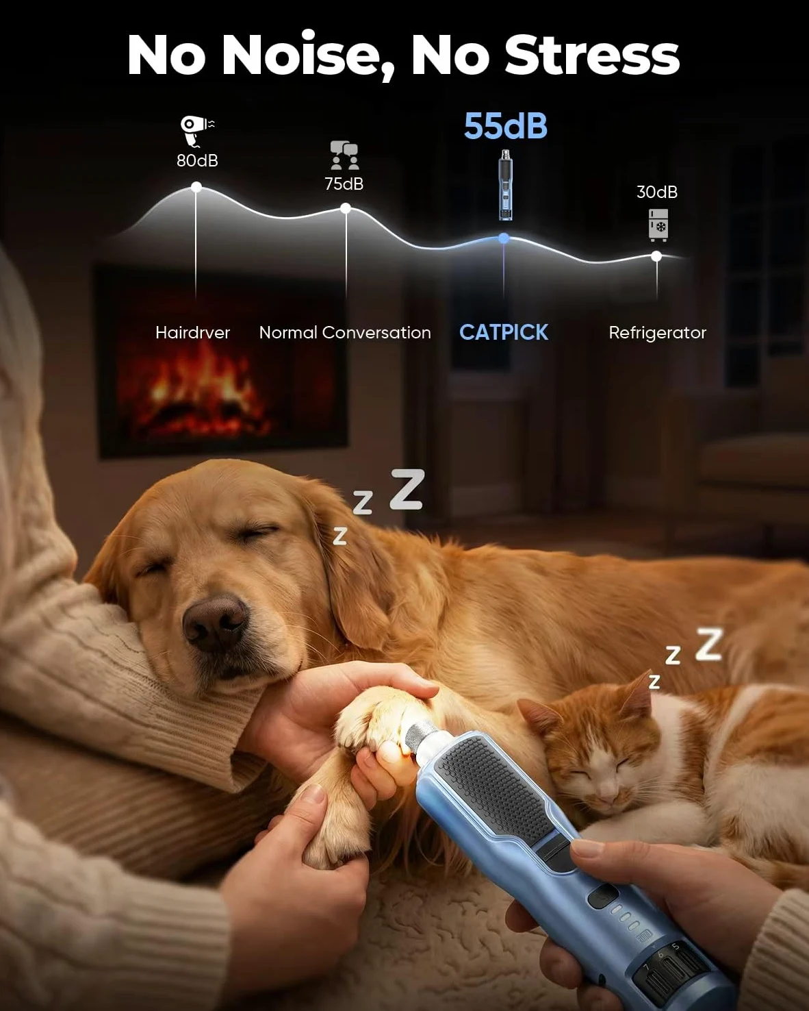 Molinillo de uñas para perros, 7 velocidades y luz LED de 360°, molinillo de uñas profesional para perros y gatos, cortador eléctrico de uñas para perros, herramienta de aseo y alisado para patas