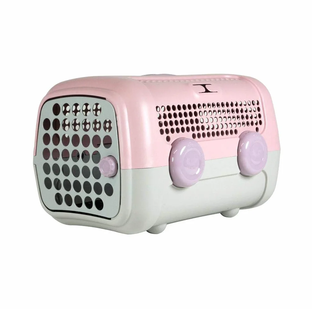 United Pets A.U.T.O. transportín para Gatos y Perros pequeños, Made in Italy, Rosa y Gris