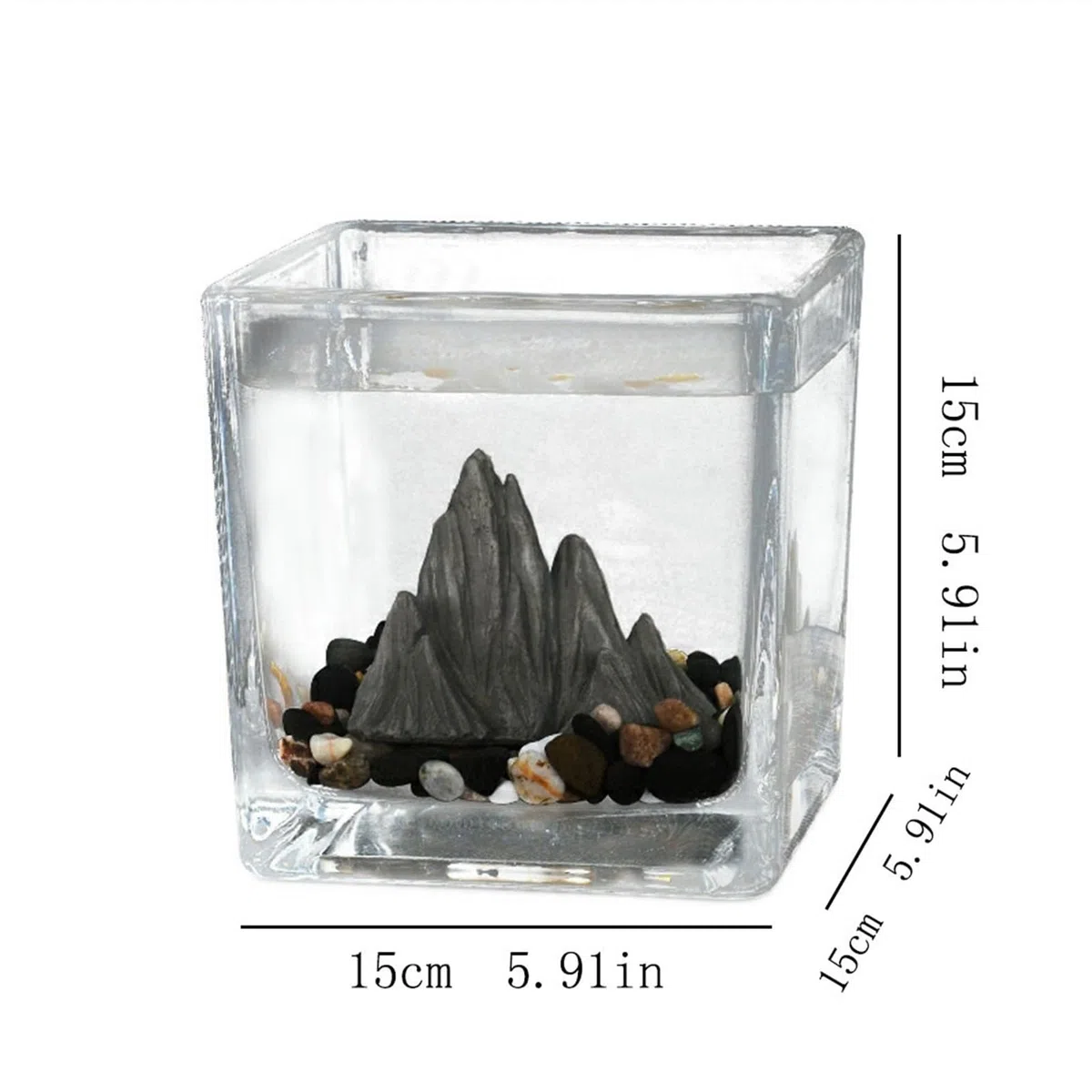 Acuario Pecera Pequeña Escritorio Cuadrado Acuario Ecológico Micro Paisaje Habitación De Invitados Oficina Pequeños Adornos Taza De Té Vidrio Paisaje Rejilla Pecera Peces Acuario(Grande)